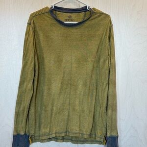 Vintage Gramicci Men’s Yellow Stripe Long-Sleeve Crew Neck Shirt